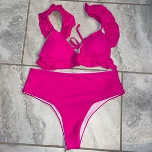 Ruffle Triangle High Waisted Bikini